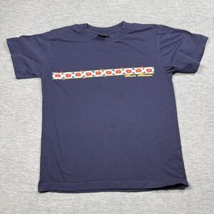 Classic Edition‎ Shirt Women S Navy Blue Forever Hawaiian Hibiscus Floral Cotton